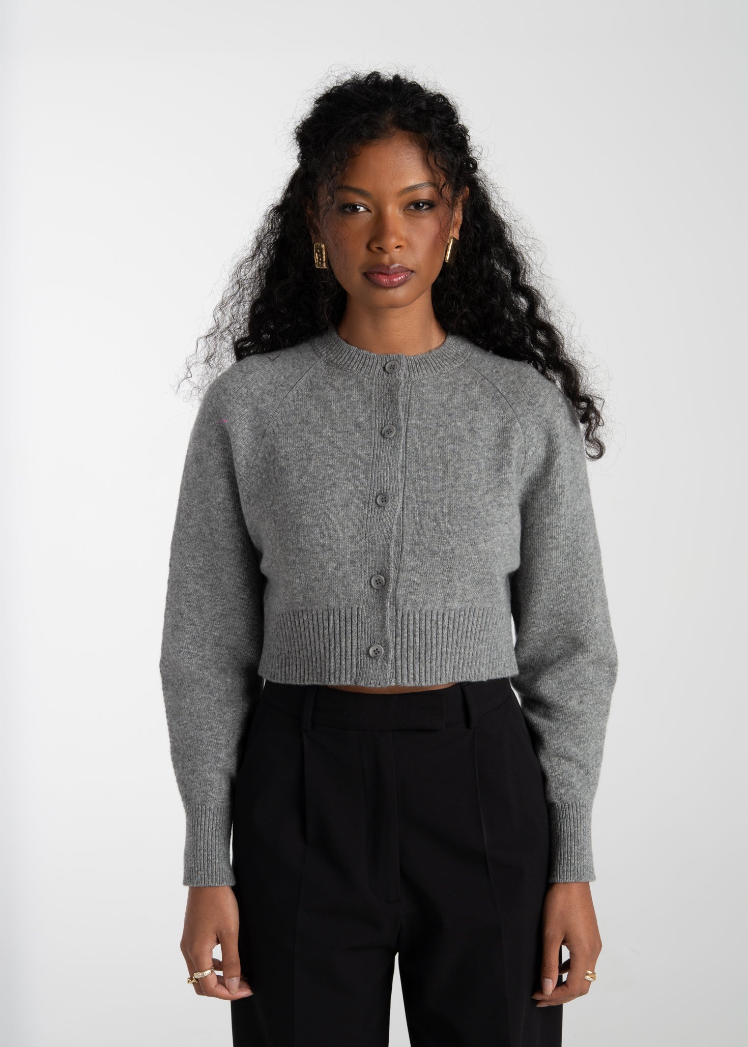 Emily Merino Wool Cardigan - Grey