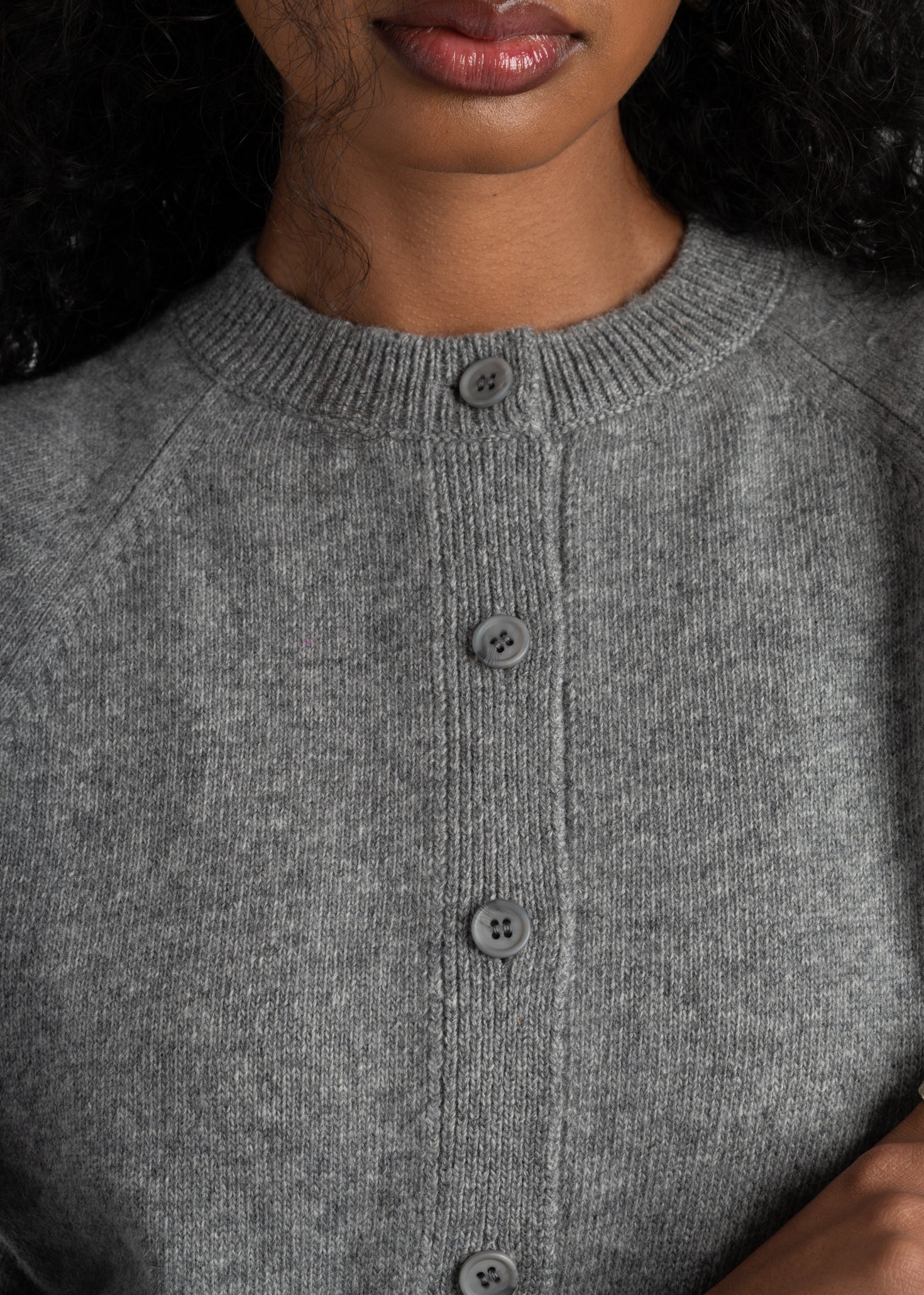Emily Merino Wool Cardigan - Grey