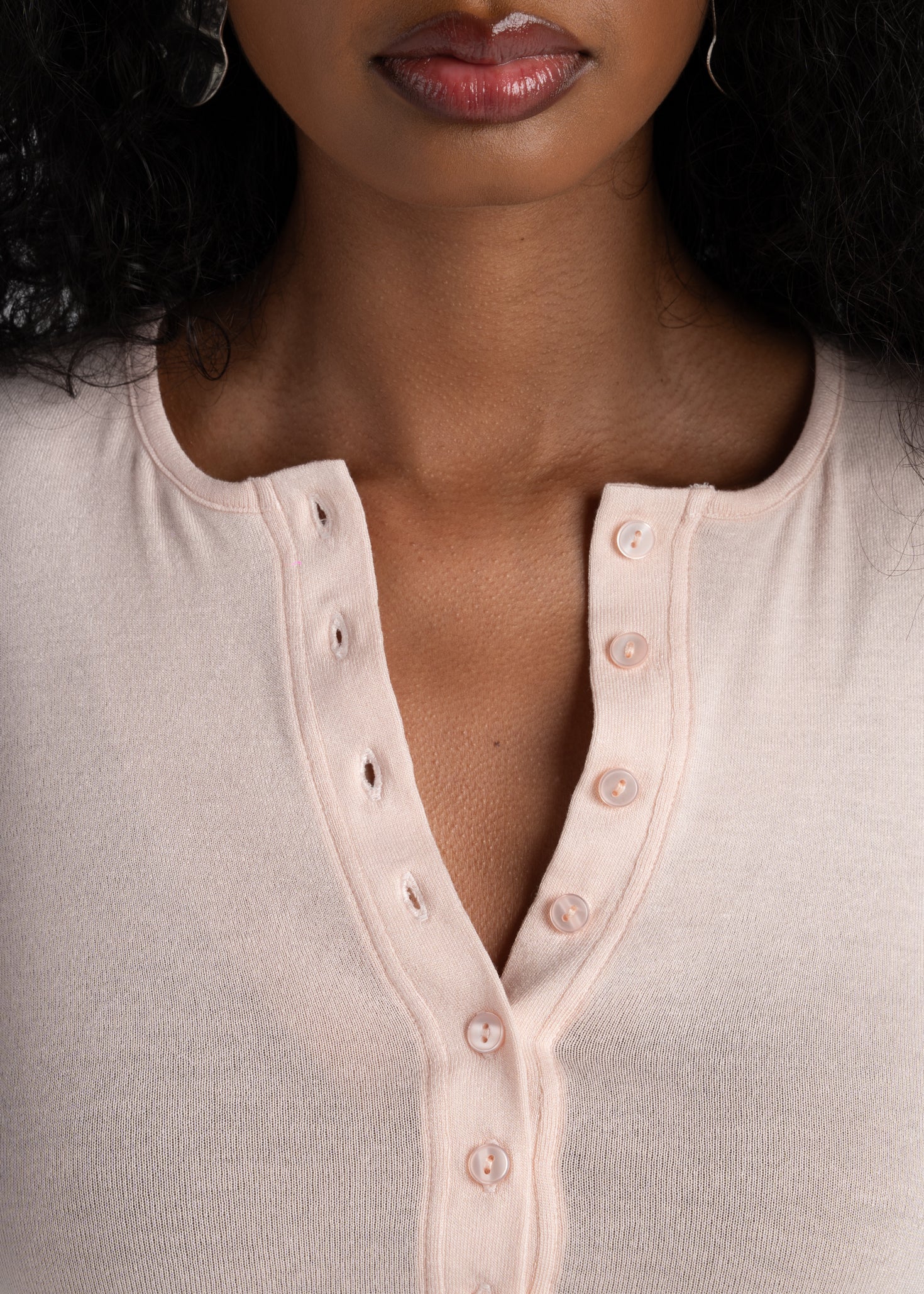 Reese Henley Long Sleeve Top - Pink