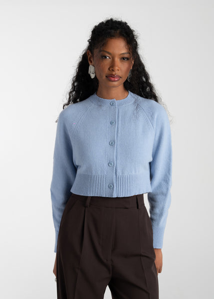 Emily Merino Wool Cardigan - Baby Blue