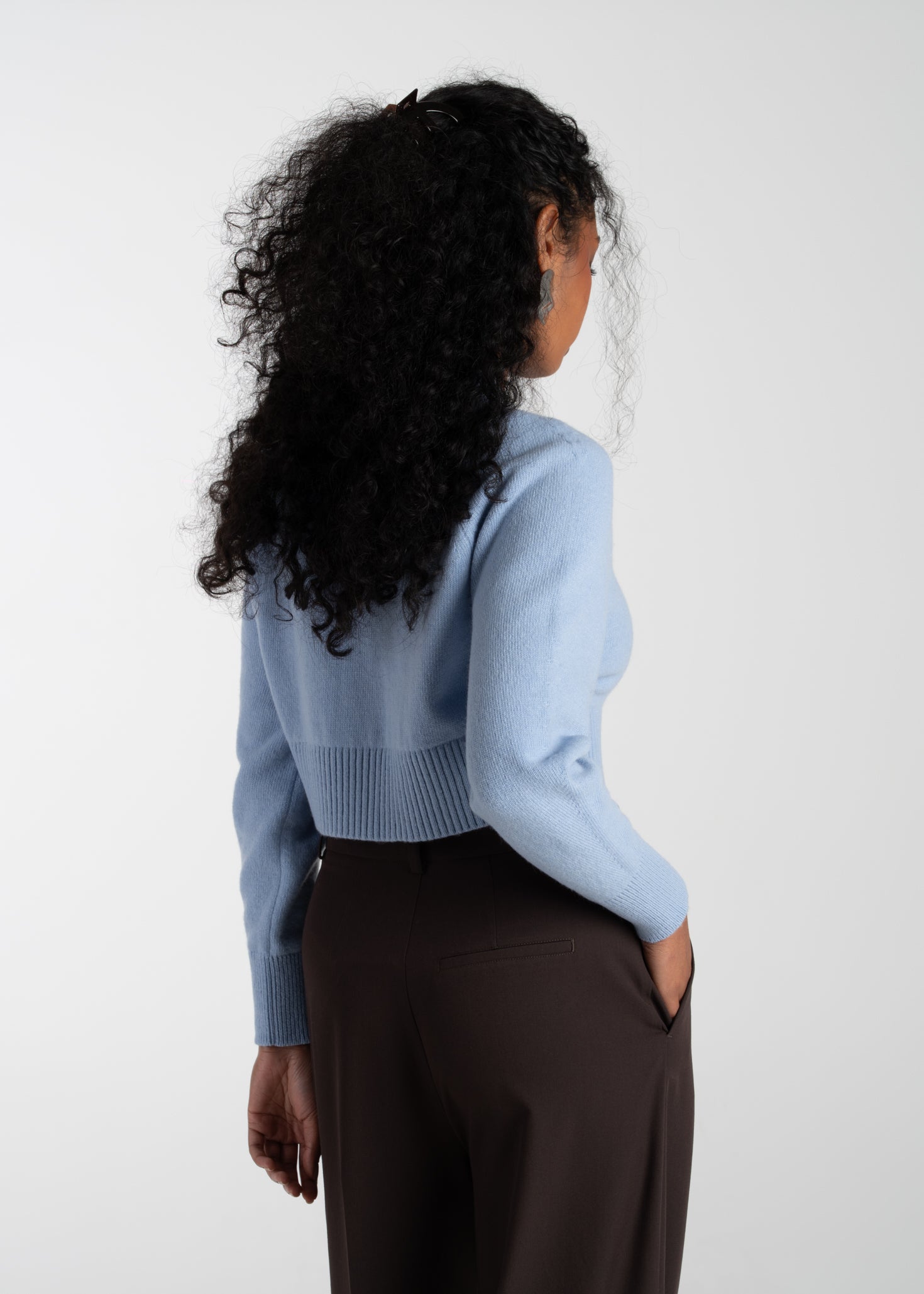 Emily Merino Wool Cardigan - Baby Blue