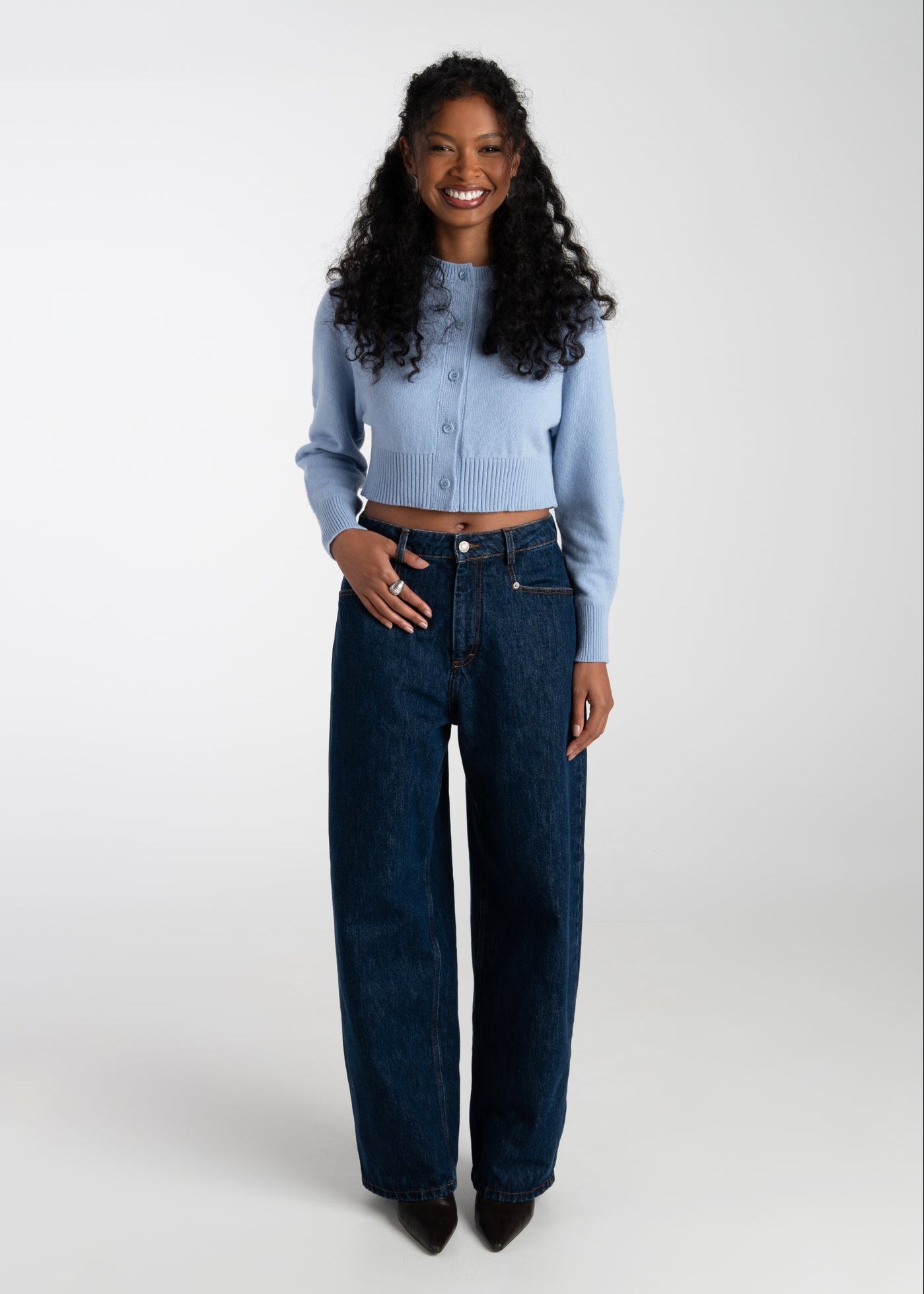 Emily Merino Wool Cardigan - Baby Blue