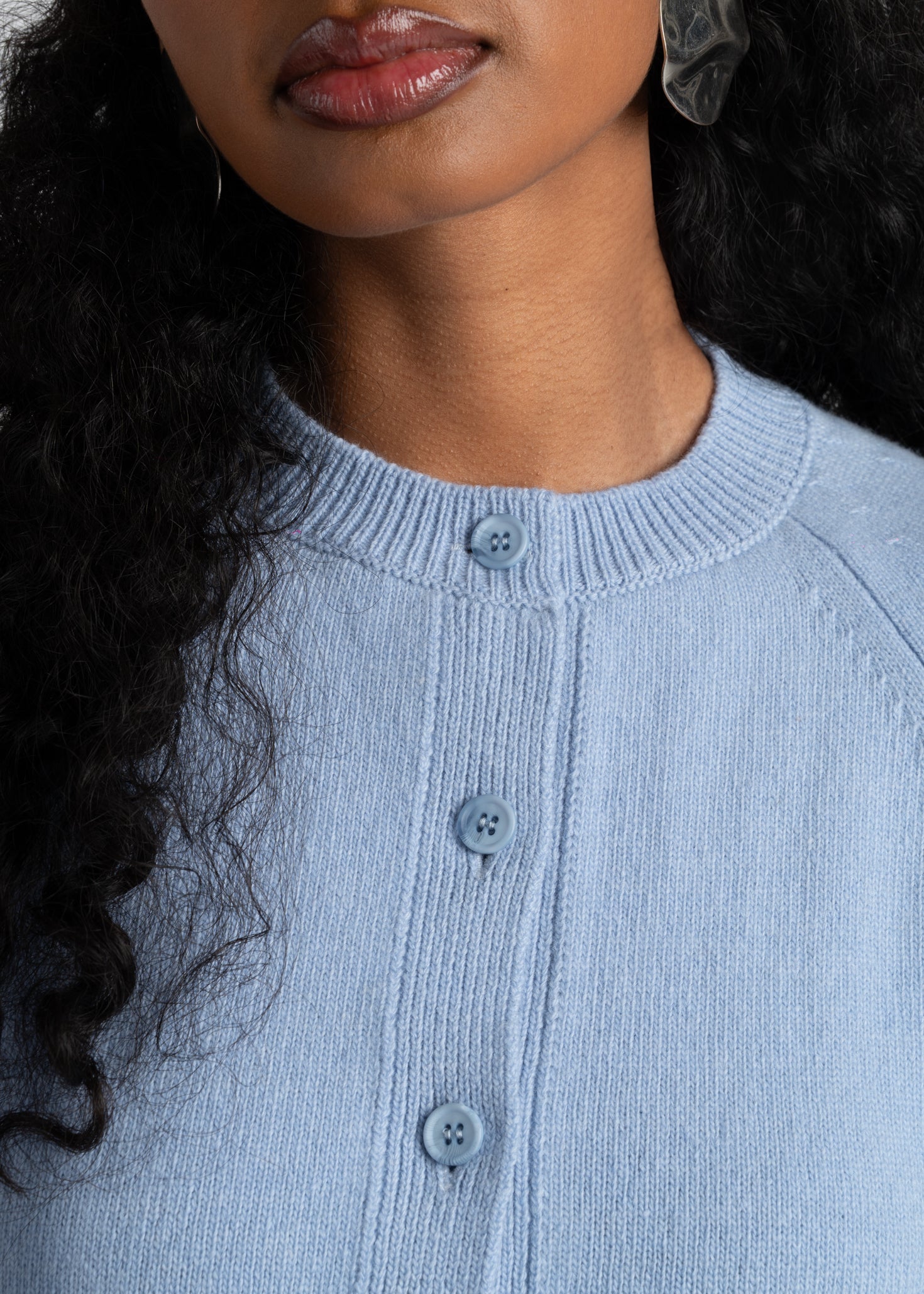 Emily Merino Wool Cardigan - Baby Blue