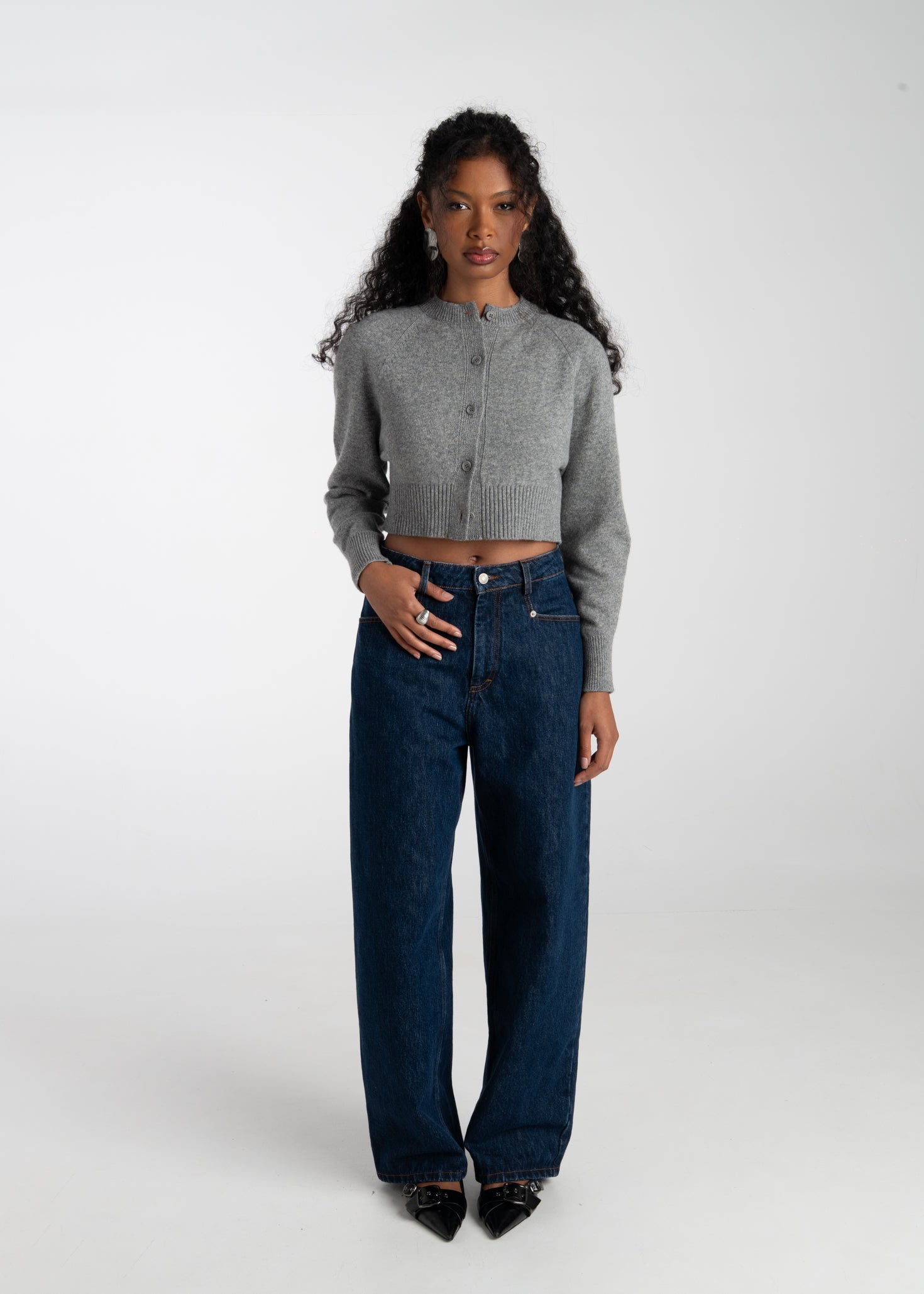 Emily Merino Wool Cardigan - Grey
