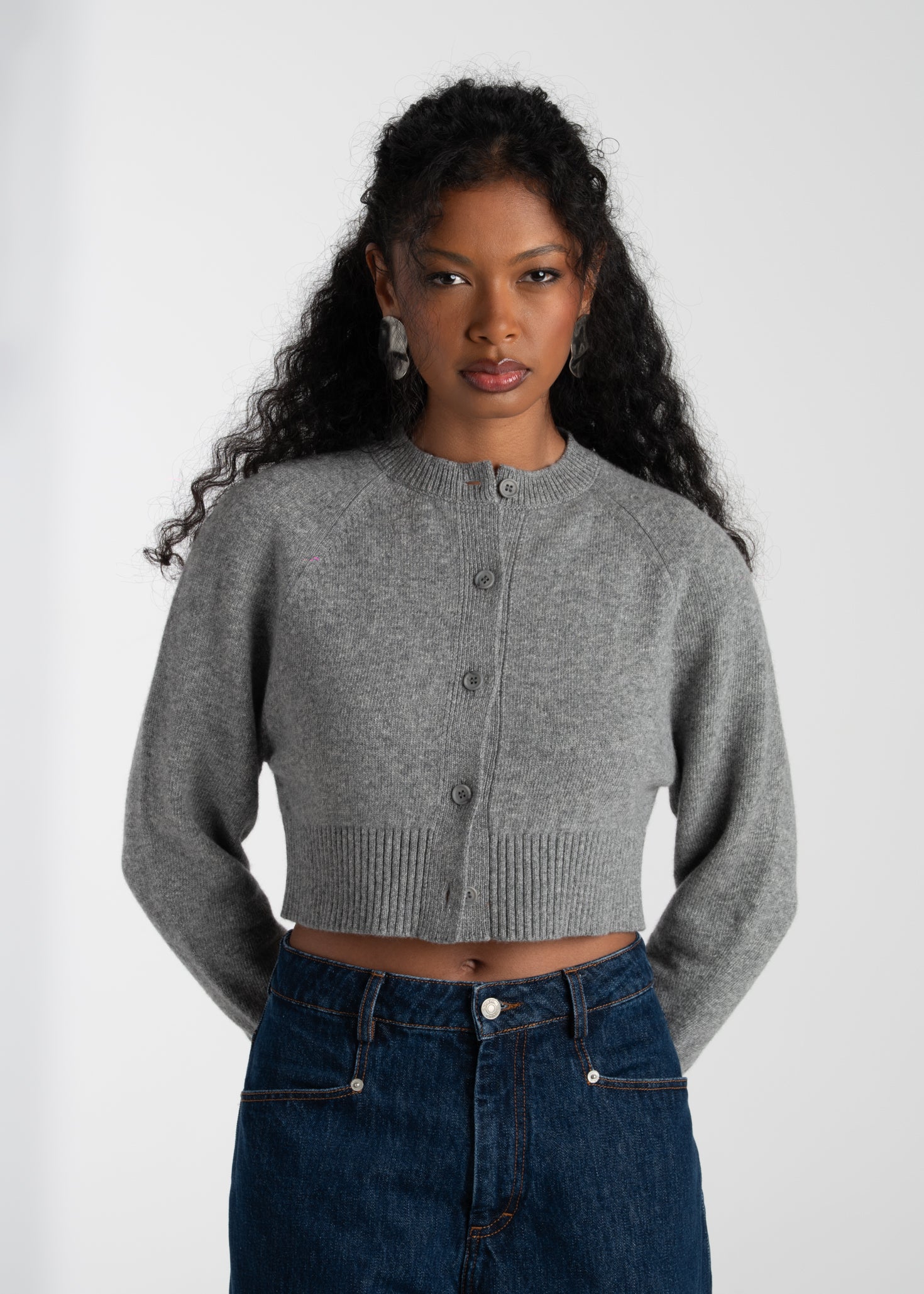 Emily Merino Wool Cardigan - Grey