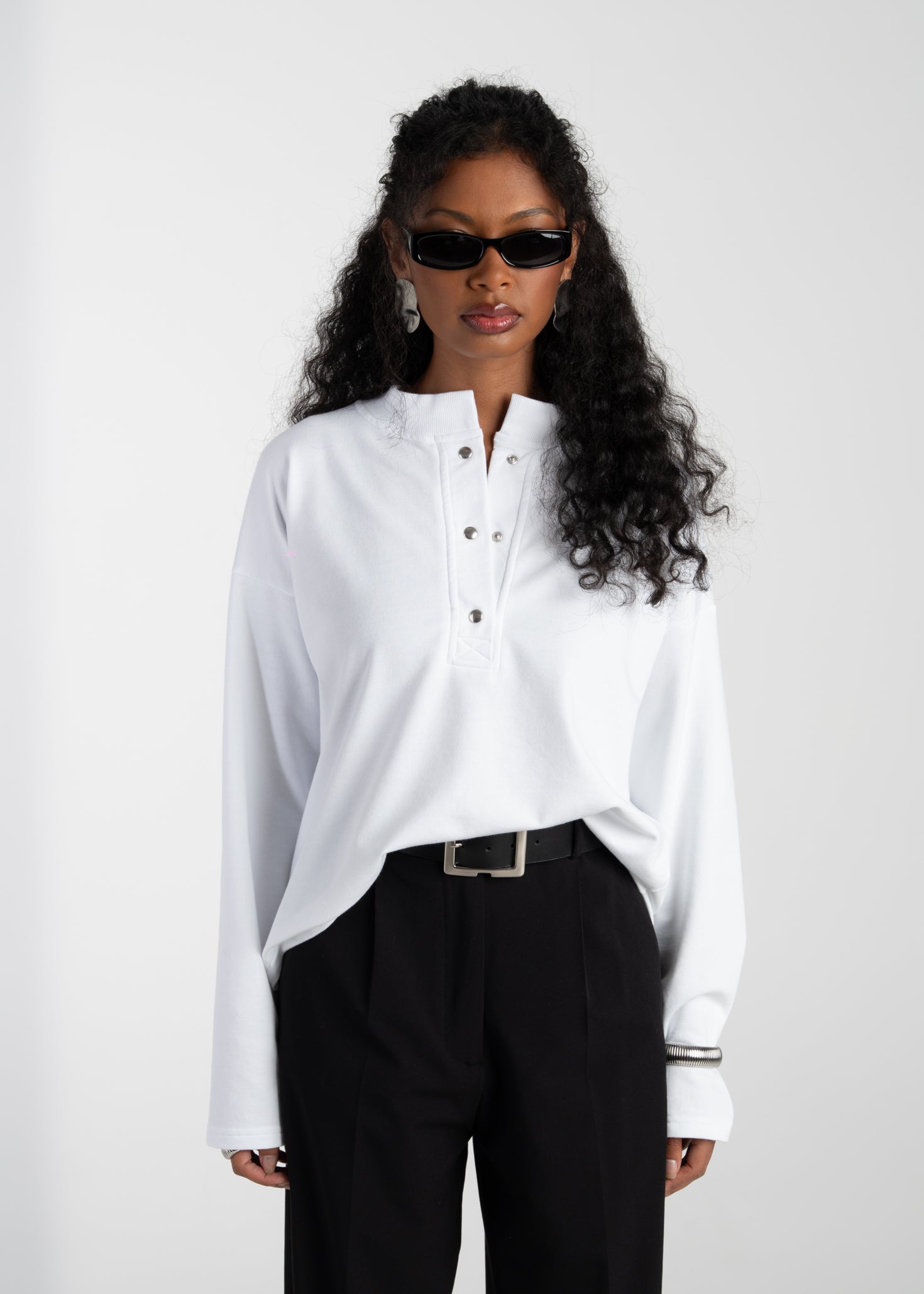 Diana Oversized Henley Sweatshirt