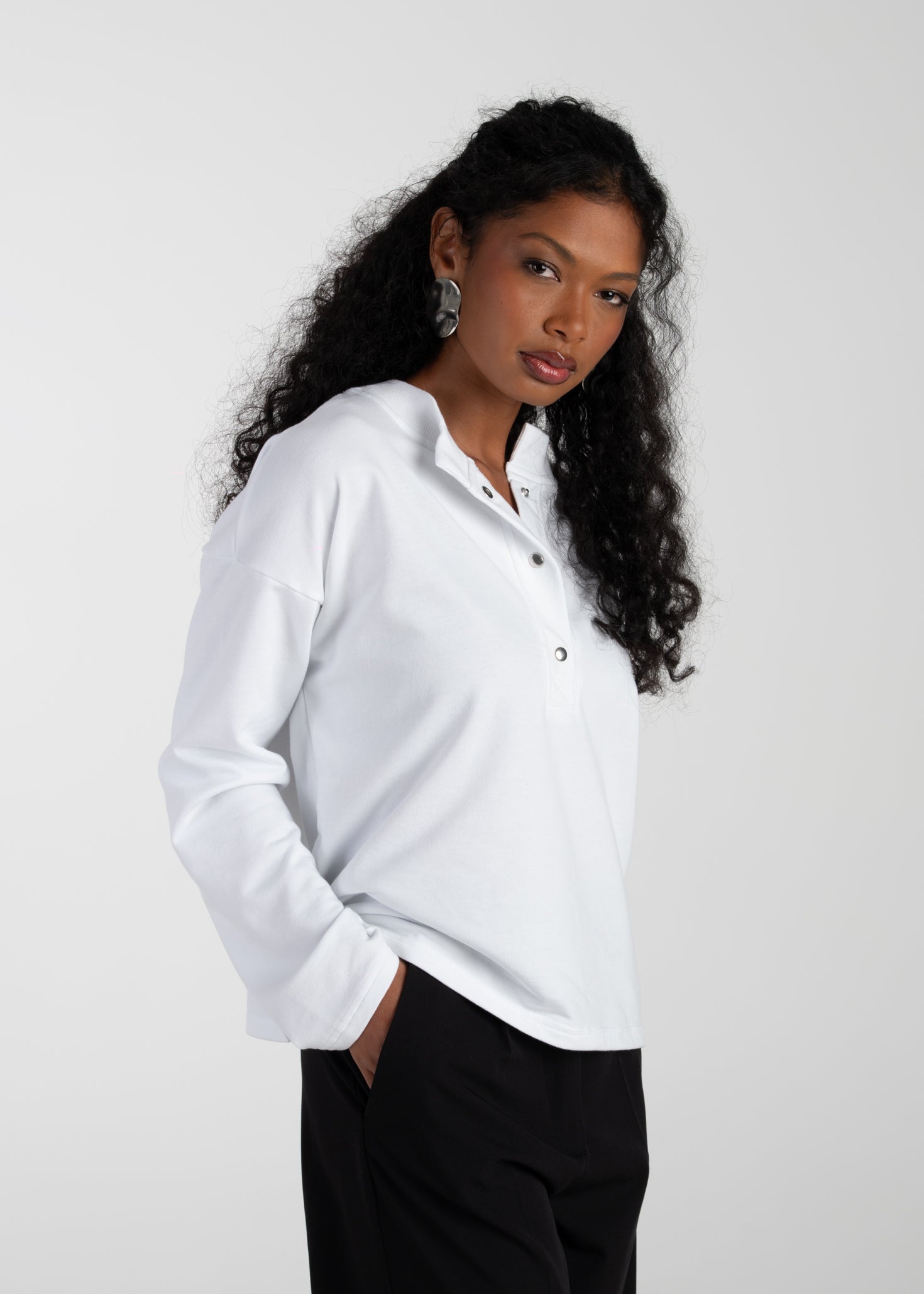 Diana Oversized Henley Sweatshirt