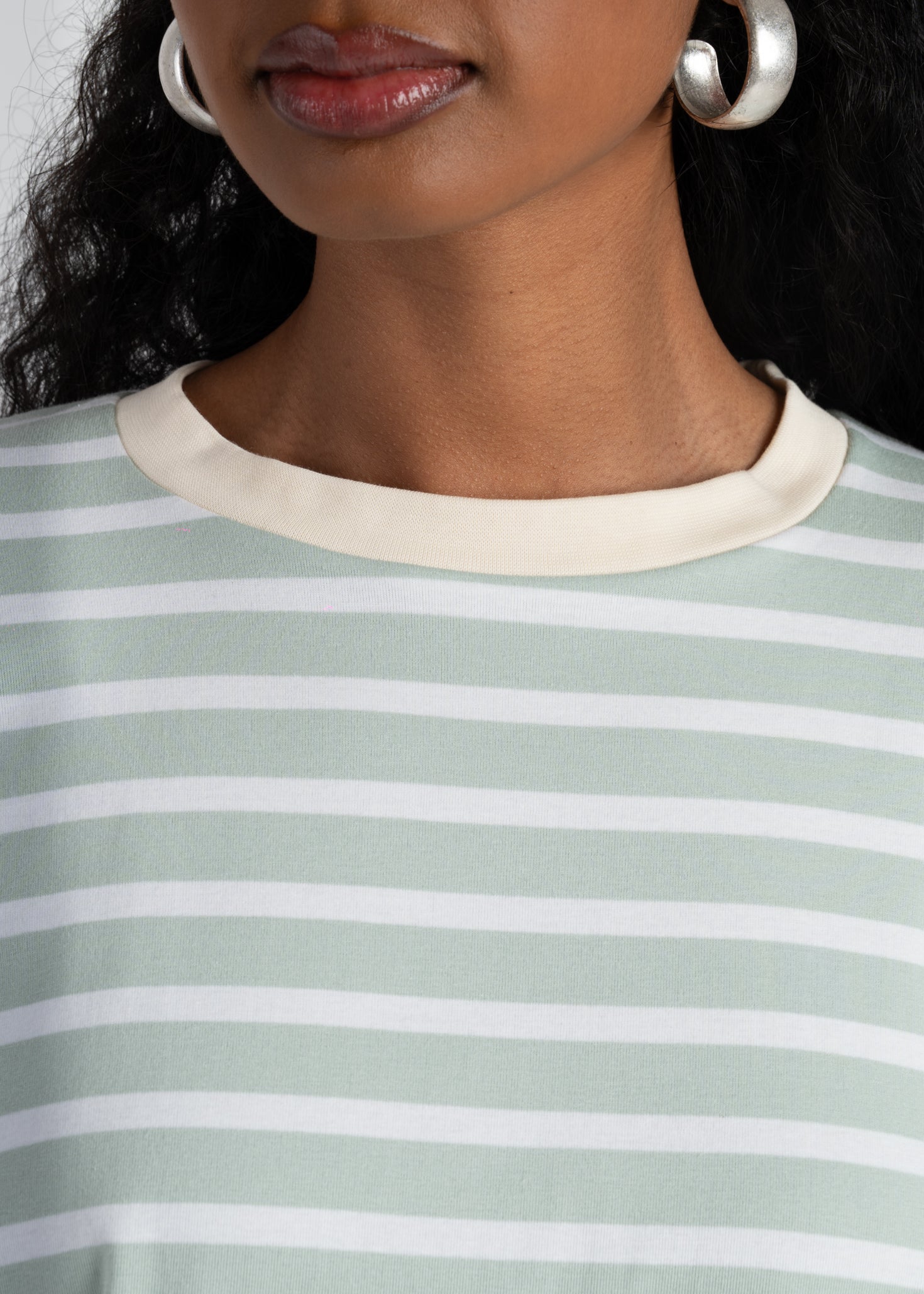 Atlas Oversized Striped Sweater - Mint & White