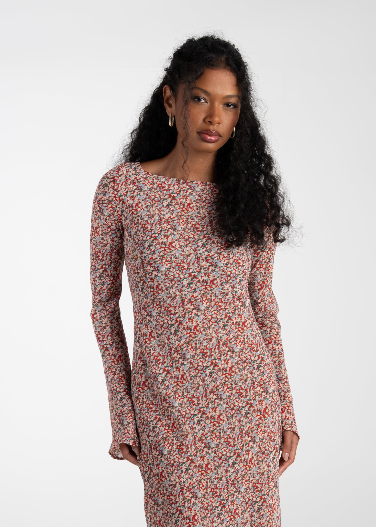 Juliette Bias Cut Bell Sleeve Maxi Dress – Red Floral