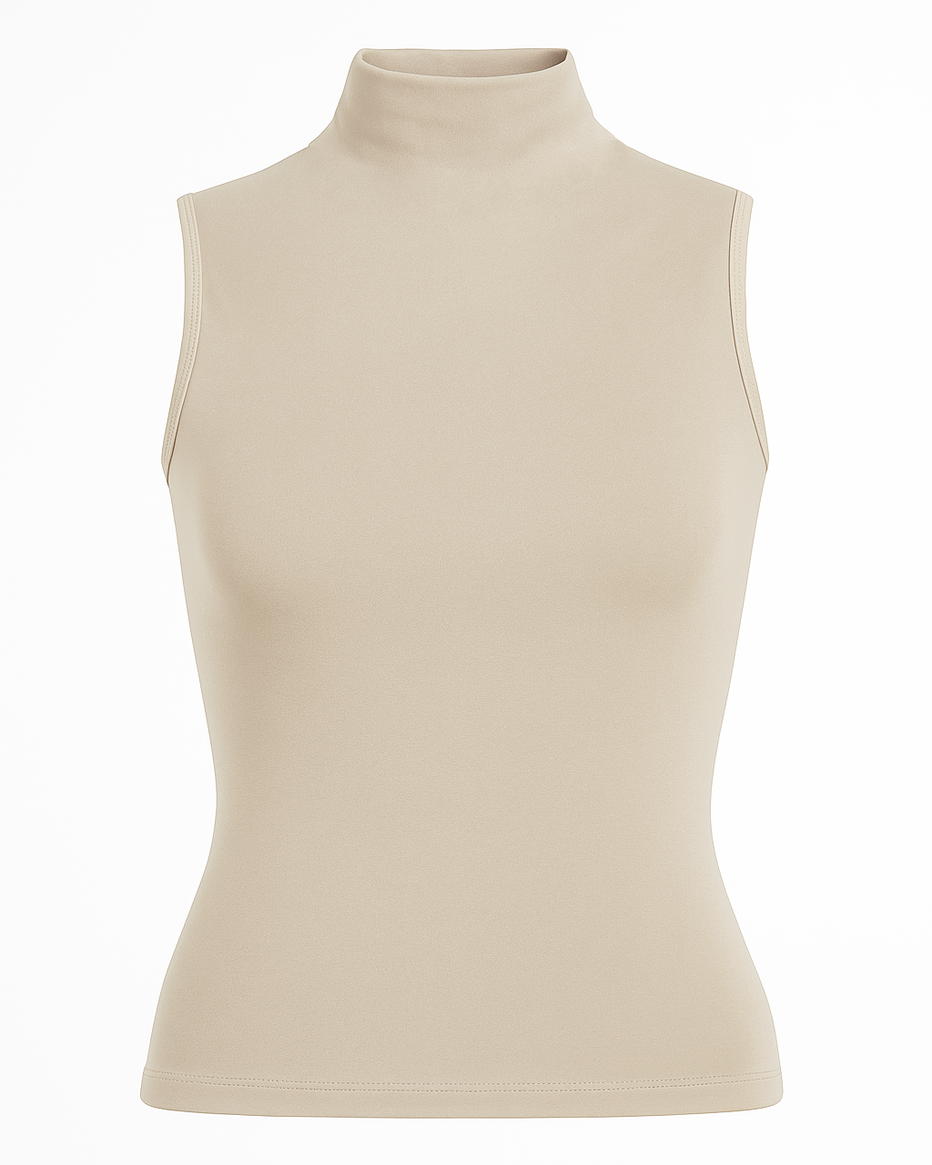 Petra Fitted High-Neck Top - Beige