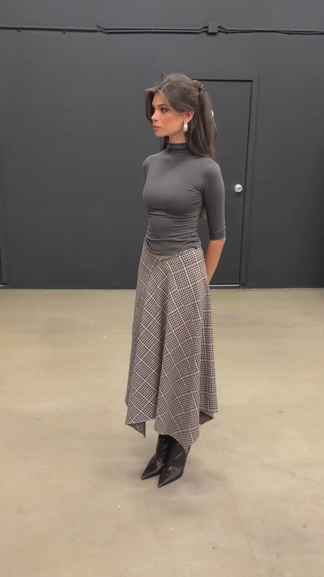 Nadia Chess Handkerchief Midi Skirt
