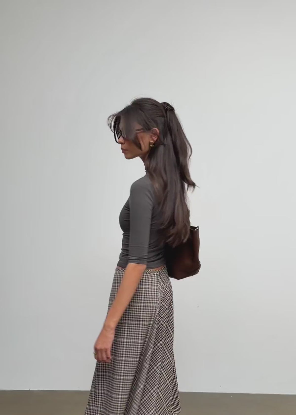 Cora 3/4 Sleeve Mock Neck Top - Taupe