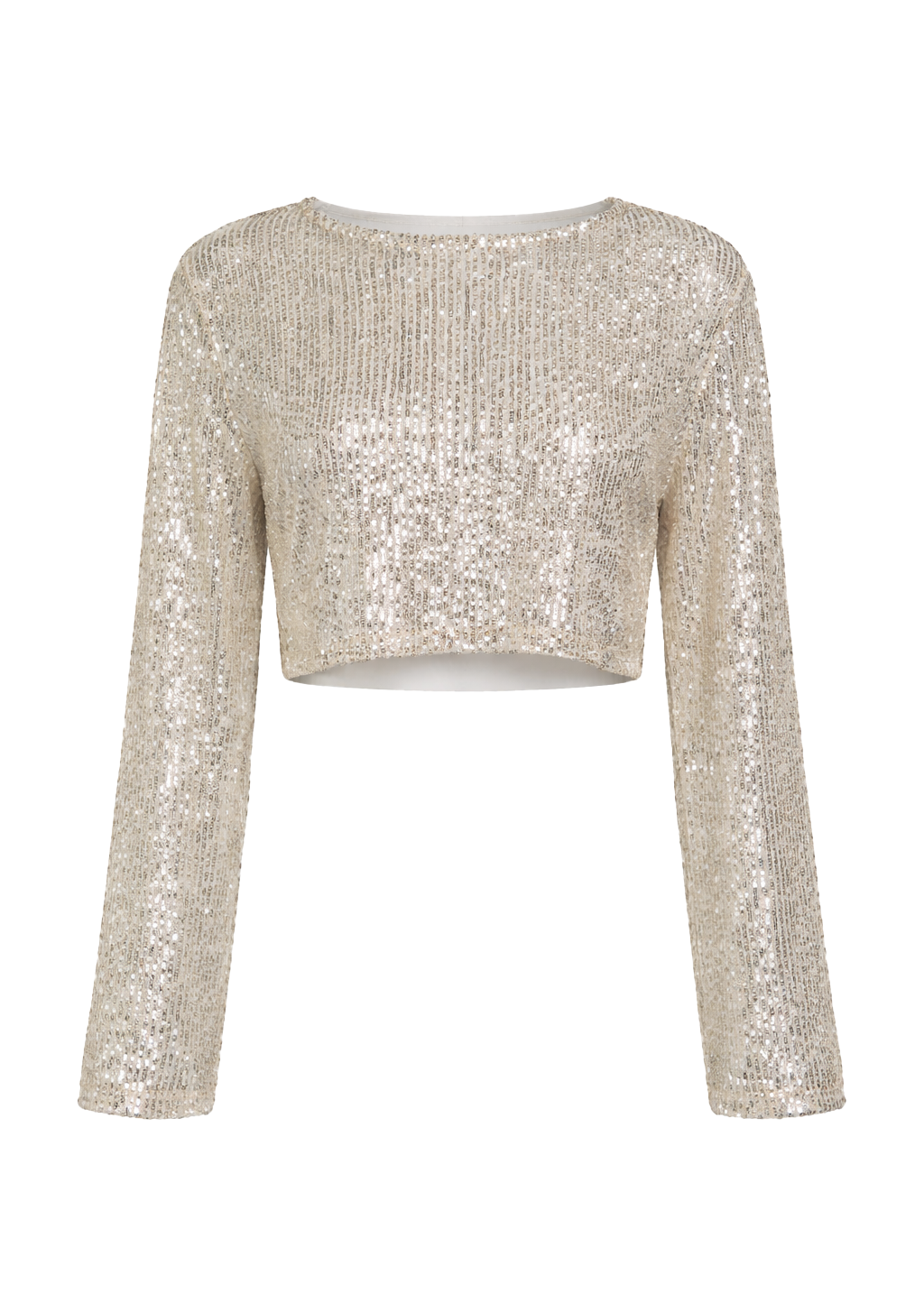 Rue Sequin Cropped Long Sleeve - Champagne