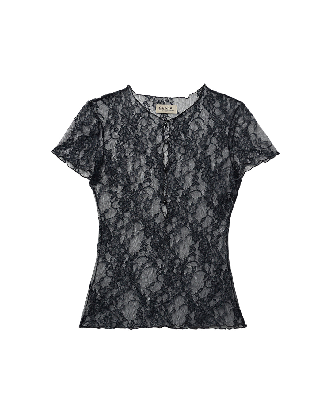 Scarlett Lace Sheer T-shirt - Steel Blue