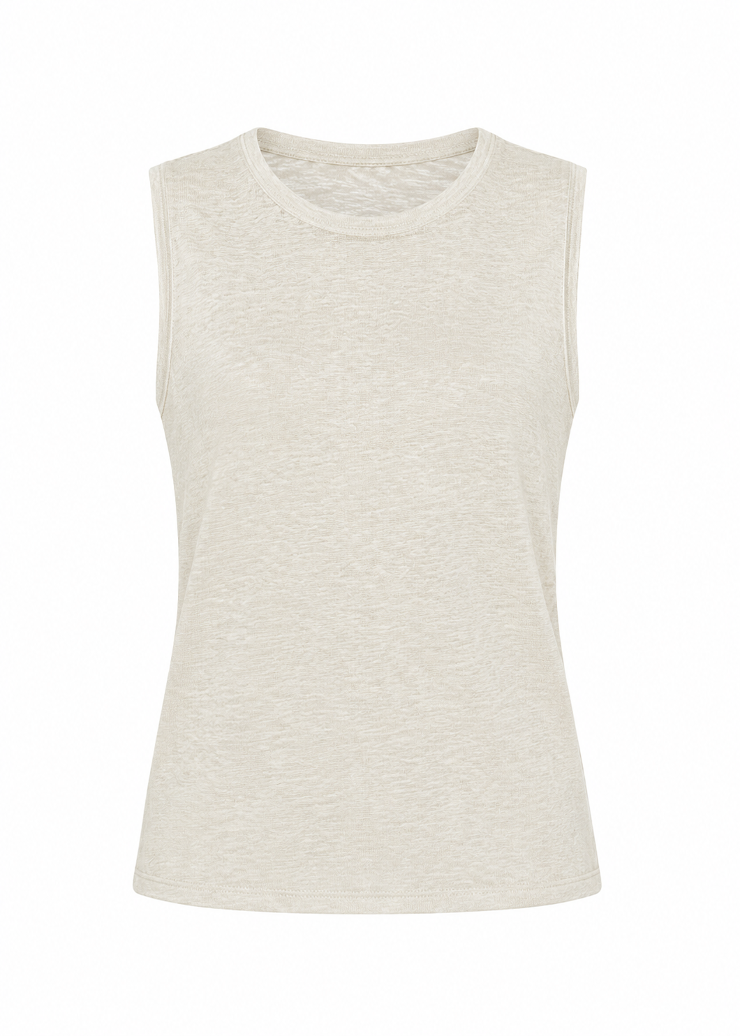 Sleeveless Linen T-shirt - Beige