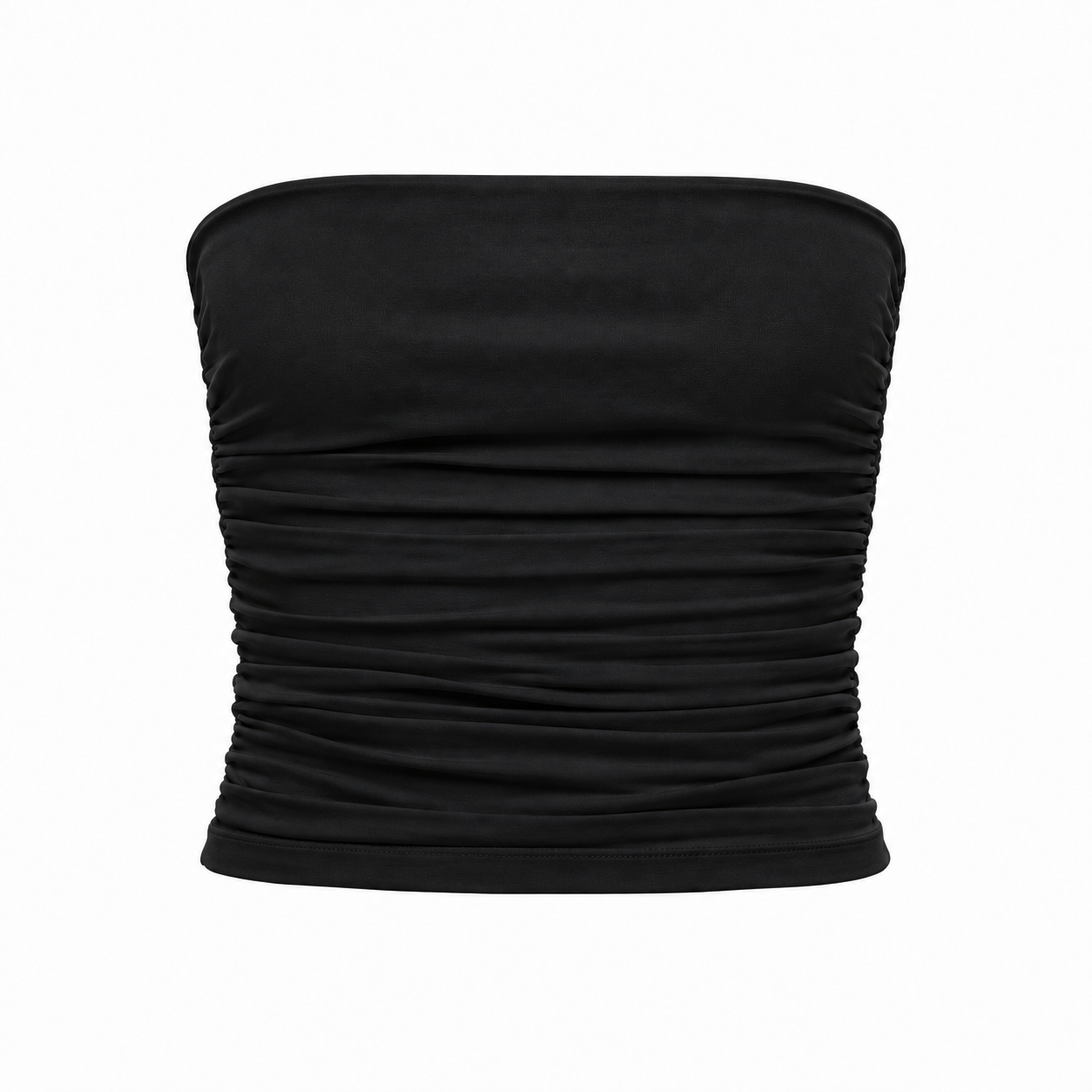 Noa Ruched Bandeau Top - Black