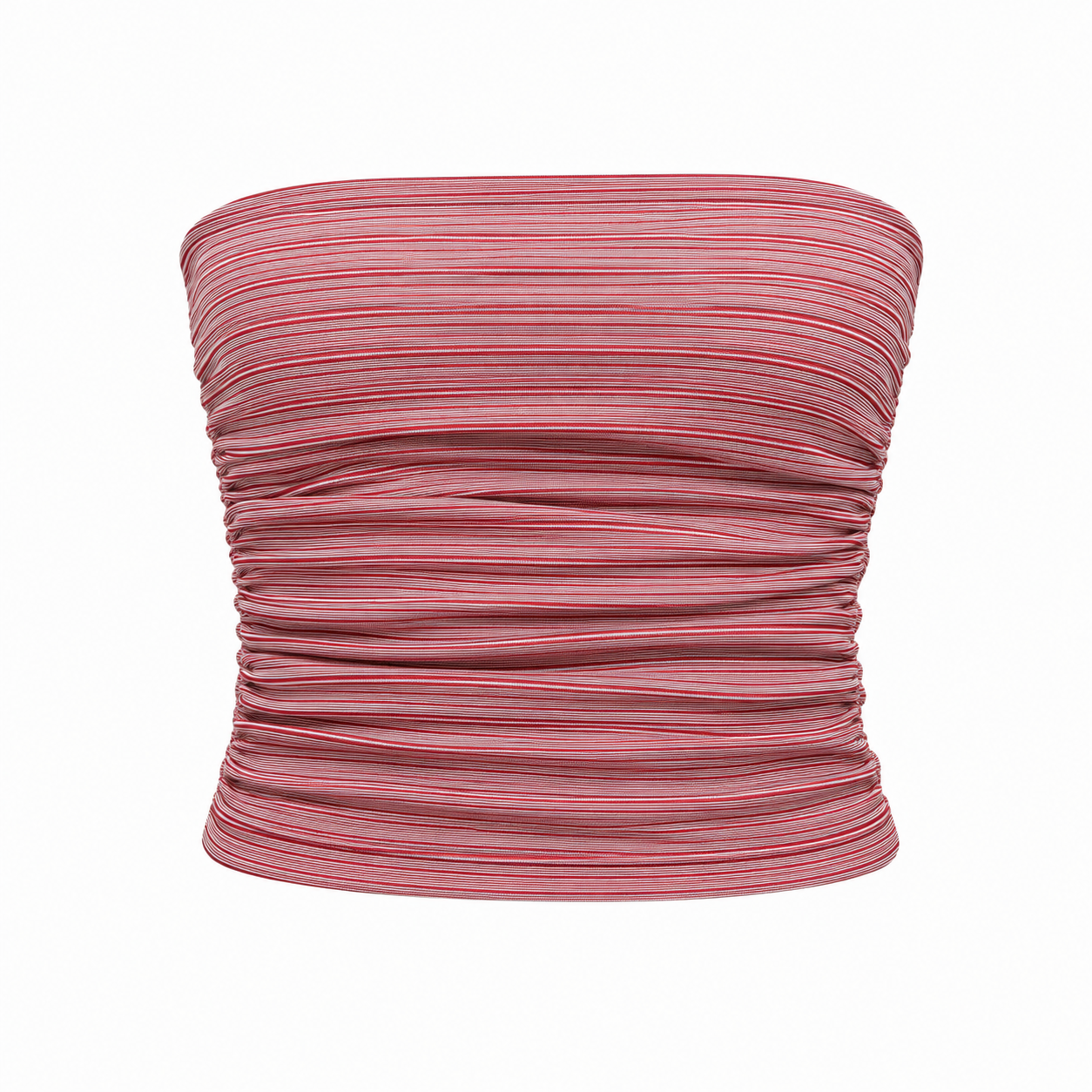 Noa Ruched Bandeau Top - Red Stripes