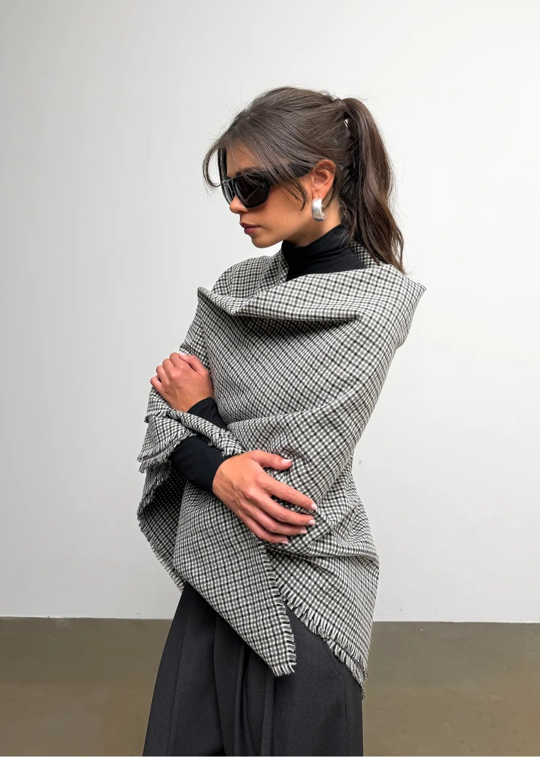 Yoko Check Wool Shawl - Made to Order