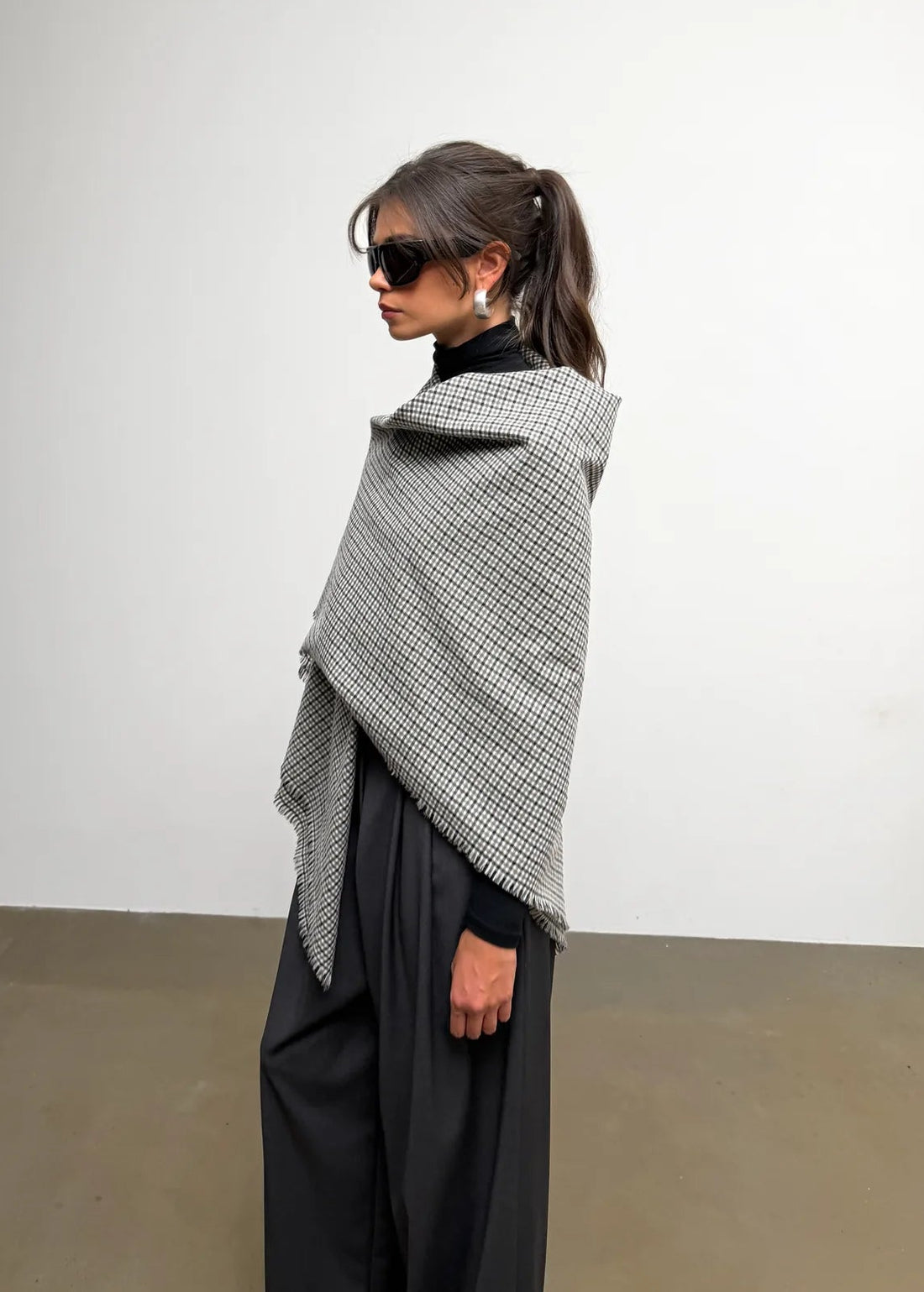 Yoko Check Wool Shawl - Made to Order
