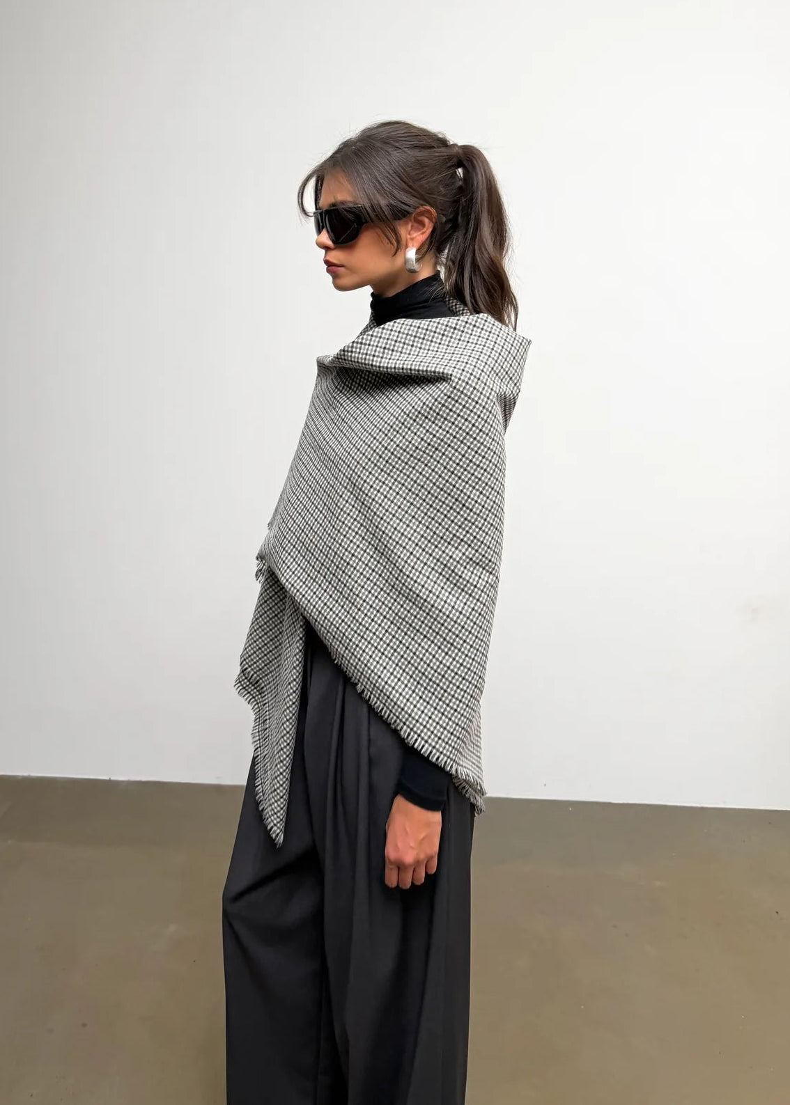 Yoko Check Wool Shawl - Made to Order