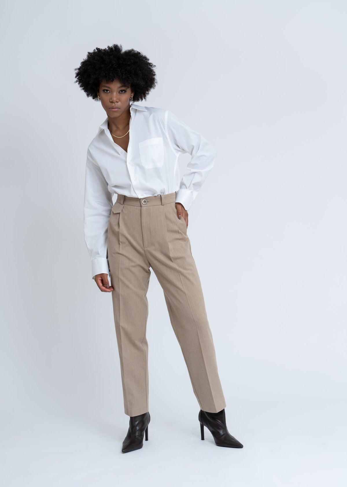 Mocha Herringbone Trousers
