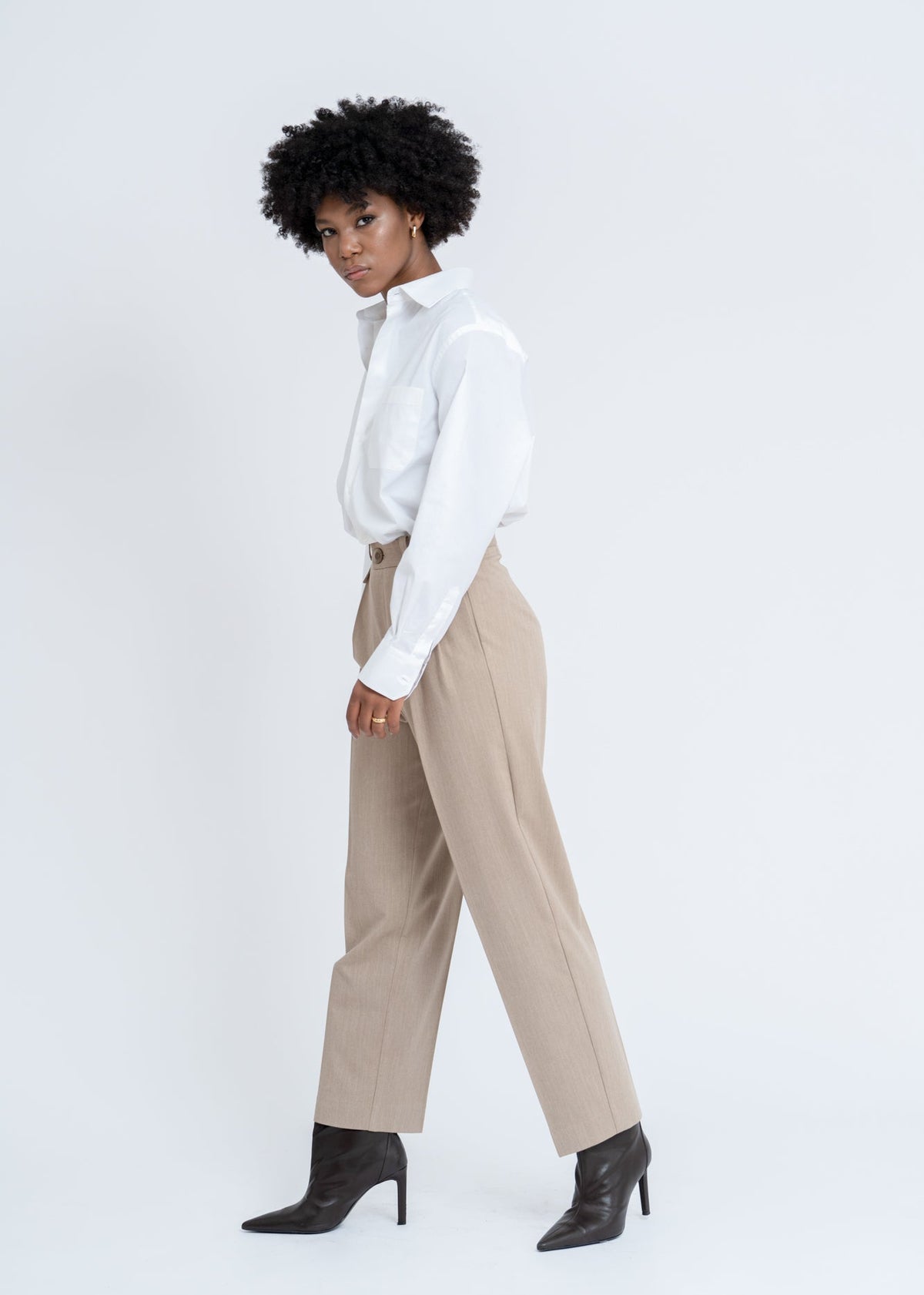 Mocha Herringbone Trousers