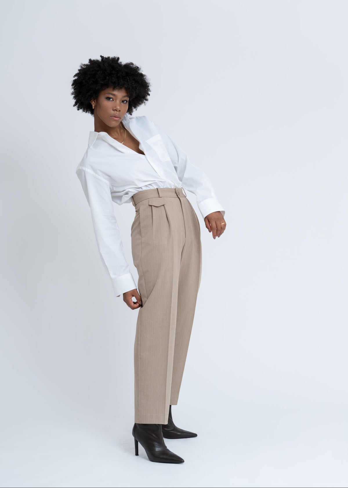 Mocha Herringbone Trousers