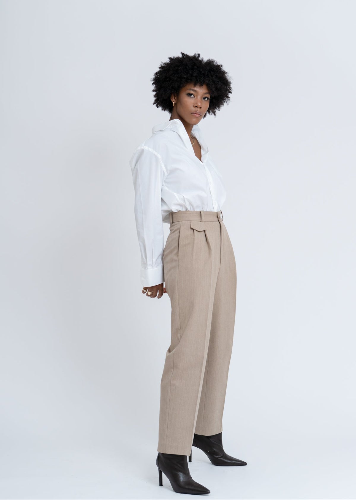 Mocha Herringbone Trousers