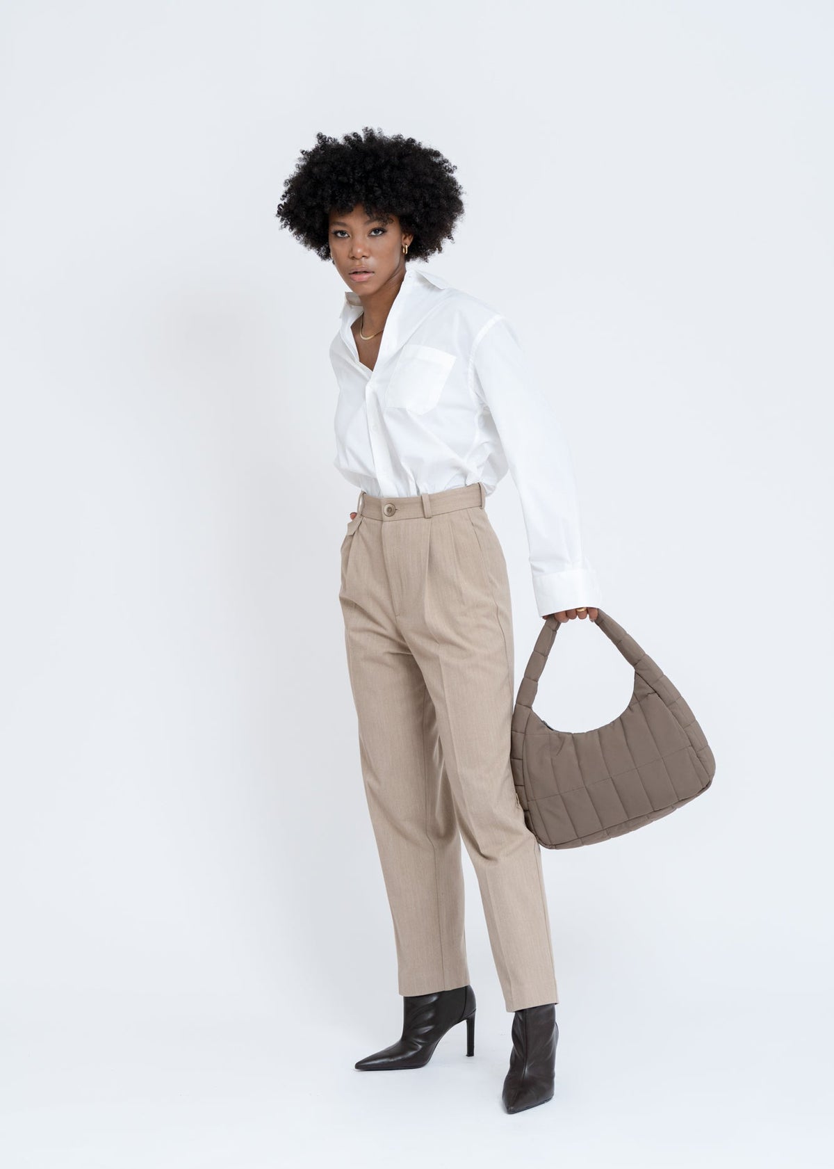 Mocha Herringbone Trousers