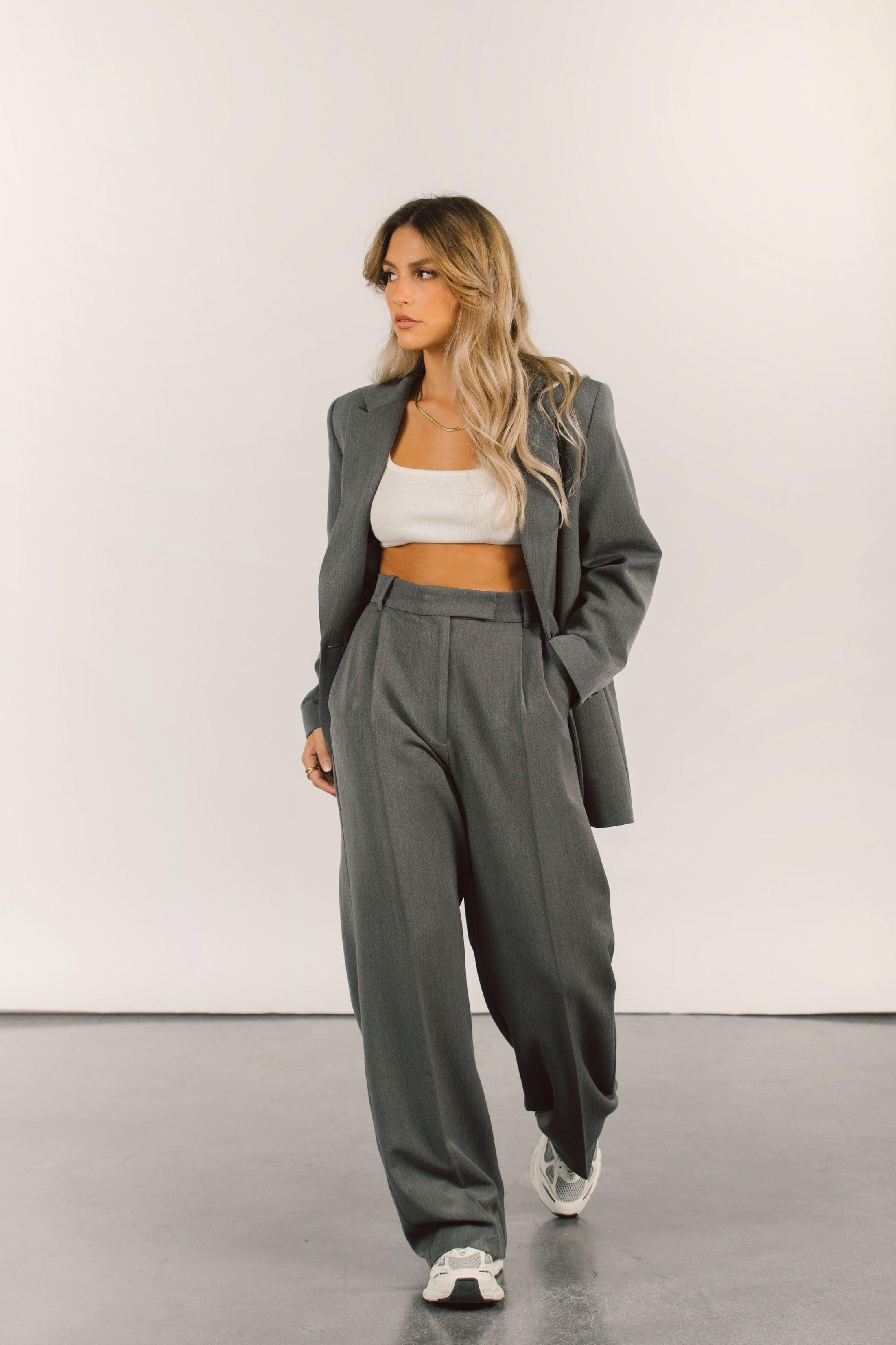 Cream Contrast Waistband Tailored Trousers | Wide leg trousers, Wide leg  pants, Clothes
