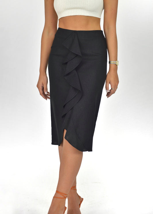 Najah Linen Skirt - Black